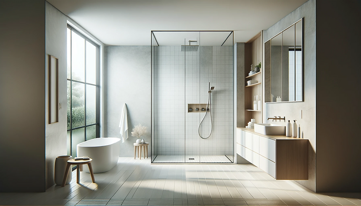 Elegant zero entry shower using modern design elements.