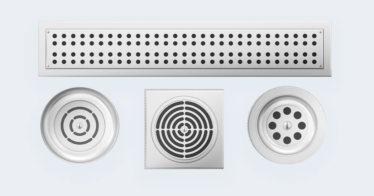 various types of shower drainage illustration