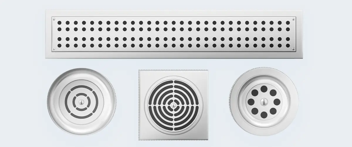 various types of shower drainage illustration