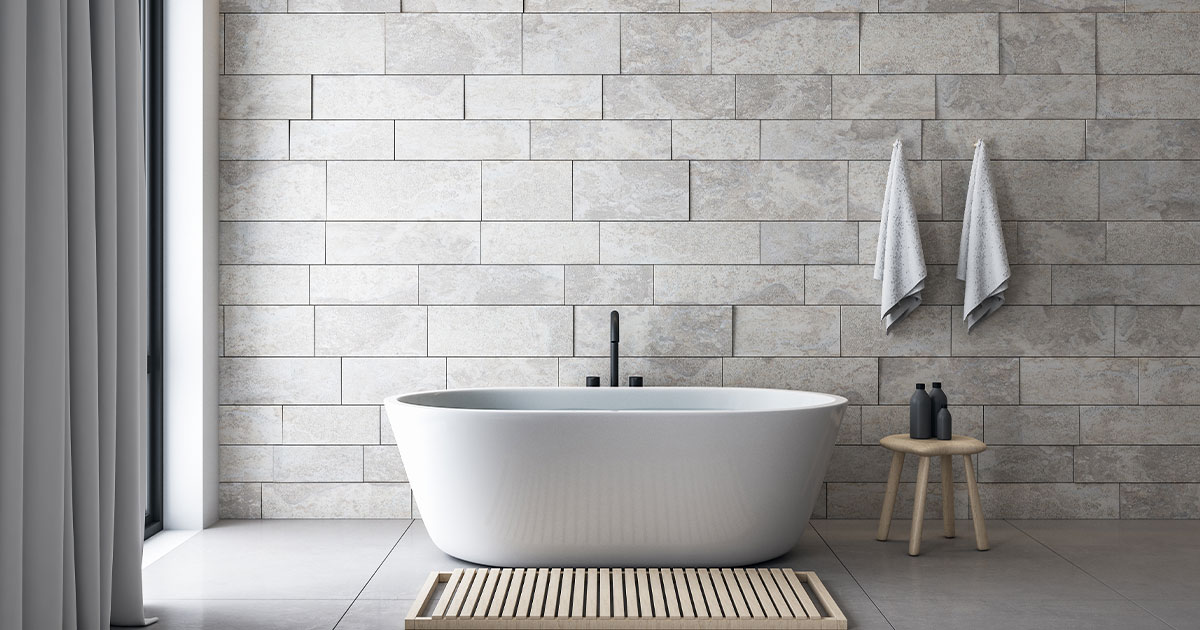 Clean bathroom interior with decorative objects.