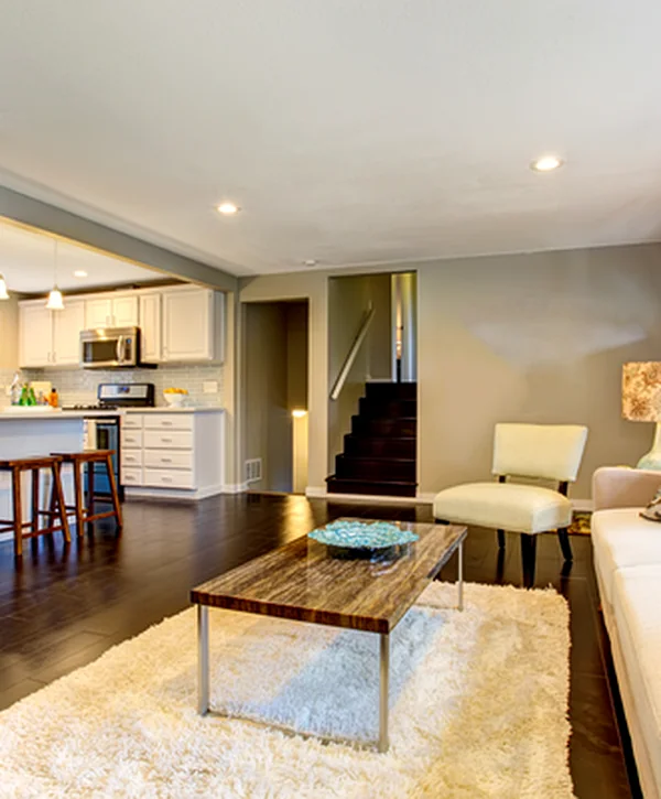 basement remodeling overland park ks home remodeling modern open concept living room and kitchen with hardwood floors neutral tones
