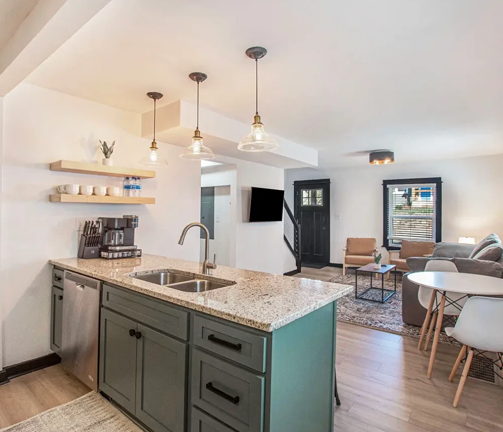 an open-concept kitchen and living area of a house